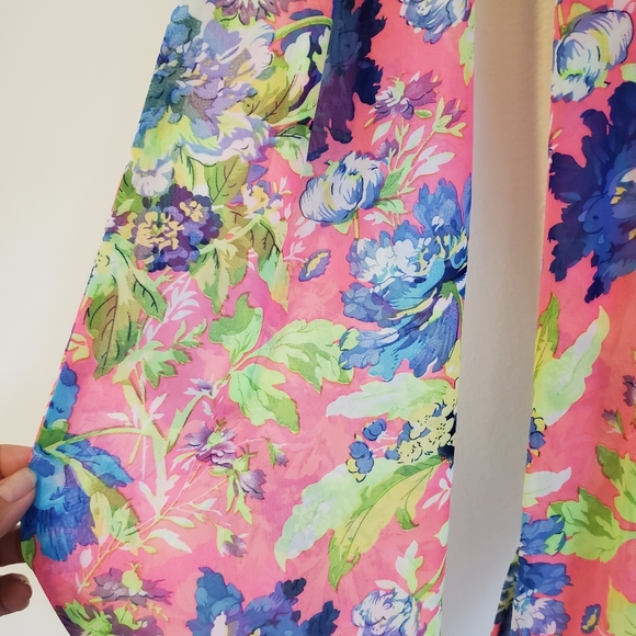 Bright Floral Design Infinity Georgette Flouncy Scarf - Picture 3 of 3